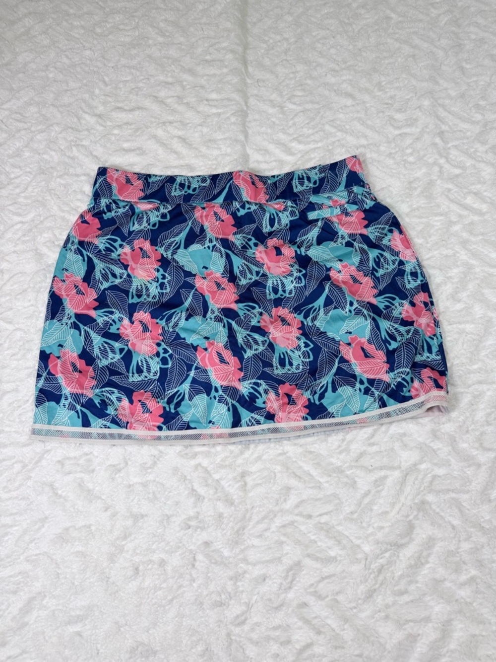 Pebble Beach Golf Women's Navy Floral Skort with Pink & Teal -size L - EUC